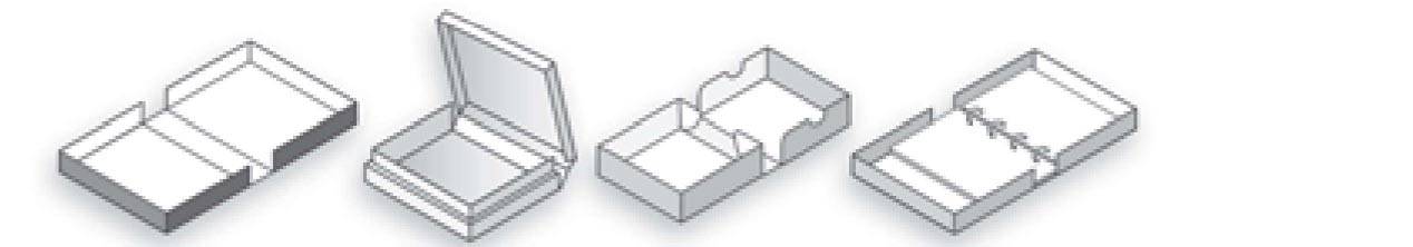Boîtes à couvercle attenant pour stockage à plat illustration